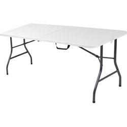 Cosco 6 foot Centerfold Blow Molded Folding Table - Rectangle Top - Folding Base - 29.63 inx 72 in, 29.25 in, - White