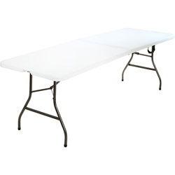 Cosco Fold-in-Half Blow Molded Table - Rectangle Top - Four Leg Base 30 inx 96 in, 29.25 in, - White