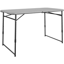 Cosco Fold Portable Indoor/Outdoor Utility Table - 48 inx 24 in, 28 in, - Gray - Steel, Resin