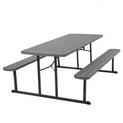 Cosco Folding Picnic Table - Taupe Top x 72 inx 57 in, 29 in, - Wood Grain, Resin Top Material