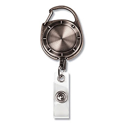 Cosco MyID Carabiner-Style Badge Reel, Retractable 23 in Nylon Cord, Pewter