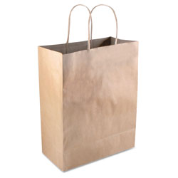 Cosco Premium Shopping Bag, 8 in x 10.25 in, Brown Kraft, 50/Box