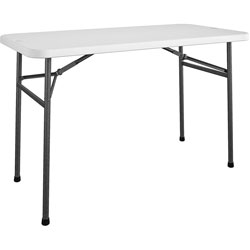 Cosco Straight Folding Utility Table - Rectangle Top - Four Leg Base 48 inx 24 in, 29.25 in, - White