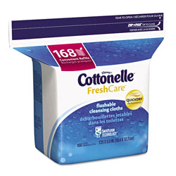 Cottonelle® Fresh Care Flushable Cleansing Cloths, 1-Ply, 5 x 7.25, White, 168/Pack, 8 Packs/Carton