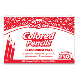Cra-Z-Art® Colored Pencils, 10 Assorted Lead/Barrel Colors, 250/Set