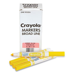 Crayola Broad Line Washable Markers, Broad Bullet Tip, Yellow, 12/Box