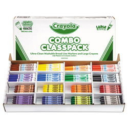 Crayola Classpack Crayons w/Markers, 8 Colors, 128 Each Crayons/Markers, 256/Box