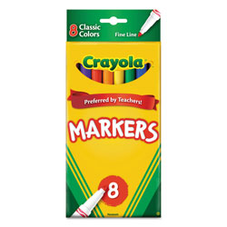 Crayola Non-Washable Marker, Fine Bullet Tip, Assorted Colors, 8/Pack