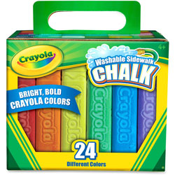 Crayola Washable Sidewalk Chalk, 4 inL, 24/BX, Ast