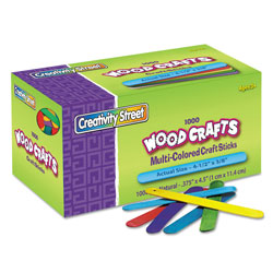Creativity Street Colored Wood Craft Sticks, 4.5 in x 0.38 in, Wood, Assorted, 1,000/Box