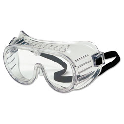 Crews Protective Goggles, Clear/Clear, PVC, Impact Resistant, Elastic Strap