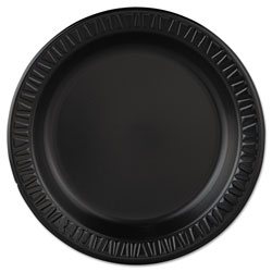 Dart Quiet Classic Laminated Foam Dinnerware, Plate, 9 in dia, Black, 125/Pk, 4 Pks/Ctn