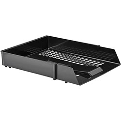 Deflecto AntiMicrobial Industrial Front-Load Tray - 2.4 in, x 10.8 in x 13.8 in Depth - Black