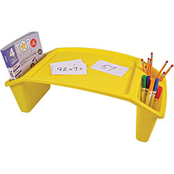 Deflecto Antimicrobial Kids Lap Tray - Supplies, Paper, Book, Pencil, Crayon, Mobile Device, Decoration/Activity - 8.53 inHeight x 23.35 inWidth x 12 inDepth - Yellow