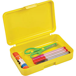 Deflecto Antimicrobial Pencil Box Yellow - External Dimensions: 5.4 in x 8 in Depth x 2 in, - Snap Closure - Plastic - Yellow