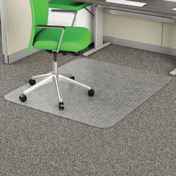 Deflecto Chairmat, W/O Lip, Commercial Pile, 36 inWx48 inLx1/10 inH, Clear