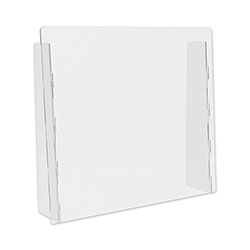 Deflecto Counter Top Barrier with Full Shield, 27 in x 6 in x 23.75 in, Polycarbonate, Clear, 2/Carton