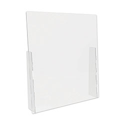 Deflecto Counter Top Barrier with Full Shield, 31.75 in x 6 in x 36 in, Polycarbonate, Clear, 2/Carton