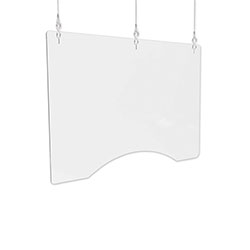 Deflecto Hanging Barrier, 35.75 in x 24 in, Acrylic, Clear, 2/Carton