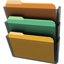 Deflecto Stackable Wall Pockets, 3 Compartments, 13"x4"x14", Smoke