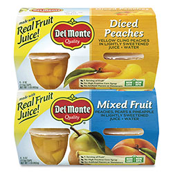 Del Monte® Diced Peaches and Mixed Fruit Cups, 4 oz Cups, 16 Cups/Box