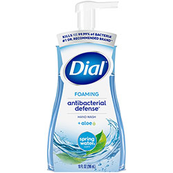 Dial Antibacterial Foaming Hand Wash, Spring Water, 10 oz Pump Bottle, 8/Carton
