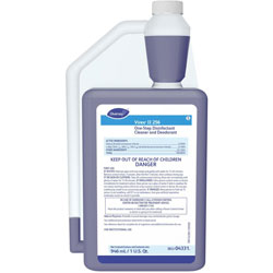 Diversey Virex II 256 Disinfectant Cleaner, Concentrate Liquid, 32 fl oz (1 quart), Minty Scent, 6/Carton, Blue