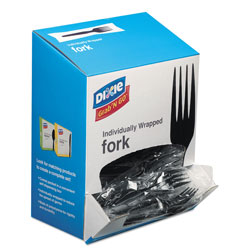 Dixie Grab’N Go Wrapped Cutlery, Forks, Black, 90/Box