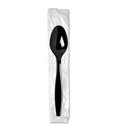 Dixie Individually Wrapped Teaspoons, Plastic, Black 1,000/Carton