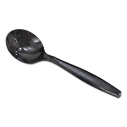 Dixie Plastic Cutlery, Heavyweight Soup Spoons, 5 3/4 in, Black, 1,000/Carton
