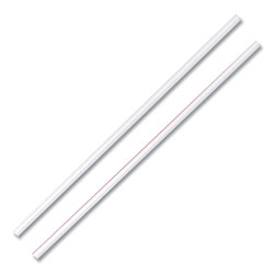 Dixie Unwrapped Hollow Stir-Straws, 5.5 in, Plastic, White/Red, 1,000/Box
