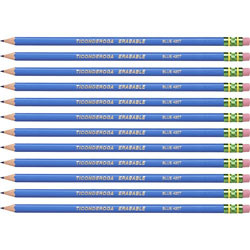 Dixon Ticonderoga Colored Pencils, w/Eraser, Erasable, HB-Med, 72/CT, Blue