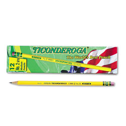 Dixon Ticonderoga Pencils, F (#2.5), Black Lead, Yellow Barrel, Dozen (DIX13885)