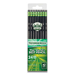 Dixon Ticonderoga Pencils, HB (#2), Black Lead, Black Barrel, 24/Pack