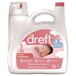Dreft® Ultra Laundry Detergent, Baby Powder Scent, 150 oz Bottle, 4/Carton