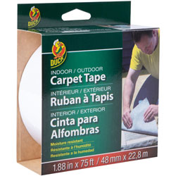 Duck® Indoor/Outdoor Carpet Tape, 25 yd Length x 1.88 in Width, 1/Roll, White