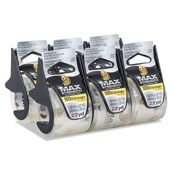 Duck® MAX Packaging Tape with Dispenser, 1.5 in Core, 1.88 inx 22 yds, Crystal Clear, 6/Pack