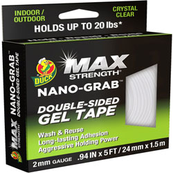 Duck® Max Strength Double-Sided Gel Tape - 5 ft Length x 0.94 in Width - Gel - 1 / Each - Clear
