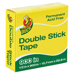 Duck® Permanent Double-Stick Tape, 1 in Core, 0.5 in x 75 ft, Clear