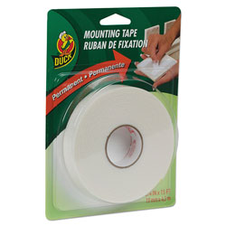 Duck® Permanent Foam Mounting Tape, 3/4 in x 15ft, White