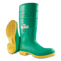 Dunlop® Protective Footwear Hazmax Steel Toe/Midsole Rubber Boots, Men's 11, 16 in Boot, PVC, Green/Yellow