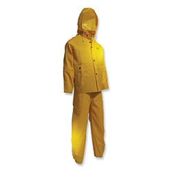Dunlop® Protective Footwear Sitex 3-Pc Rain Suit with Detachable Hood Jacket/Bib Overalls, 0.35 mm Thick, Polyester/PVC, Yellow, 2X-Large