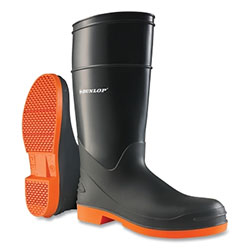 Dunlop® Protective Footwear Sureflex Steel Toe Rubber Boots, Men's 7, 16 in Boot, Nitrile/PVC, Black/Orange