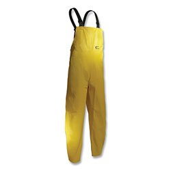 Dunlop® Protective Footwear Webtex Rain Bib Overalls, 0.65 mm Thick, Heavy-Duty Ribbed PVC, Yellow, Large, Plain Front