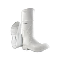 Dunlop® Protective Footwear White Rubber Boots, Steel Toe, Men's 11, 16 in Boot, PVC, White