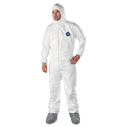 Dupont Tyvek® 400 Coverall, Serged Seams,Attached Hood, Boots, Elastic Waist/Wrist/Ankles, Front Zipper, Storm Flap, White, X-Large