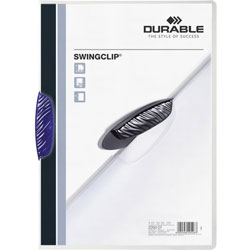 Durable Swingclip Clear Report Cover, Letter Size, Dark Blue Clip, 25/Box