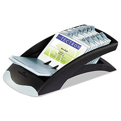 Durable VISIFIX Desk Business Card File, Holds 200 4 1/8 x 2 7/8 Cards, Graphite/Black