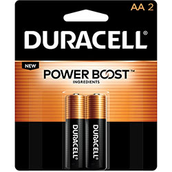 Duracell CopperTop Alkaline Battery, AA, 2/PK
