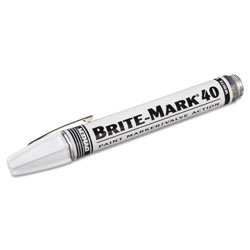 Dykem Brite-Mark® BRITE-MARK® 40 Threaded Cap/Barrel Permanent Paint Marker, White, Medium